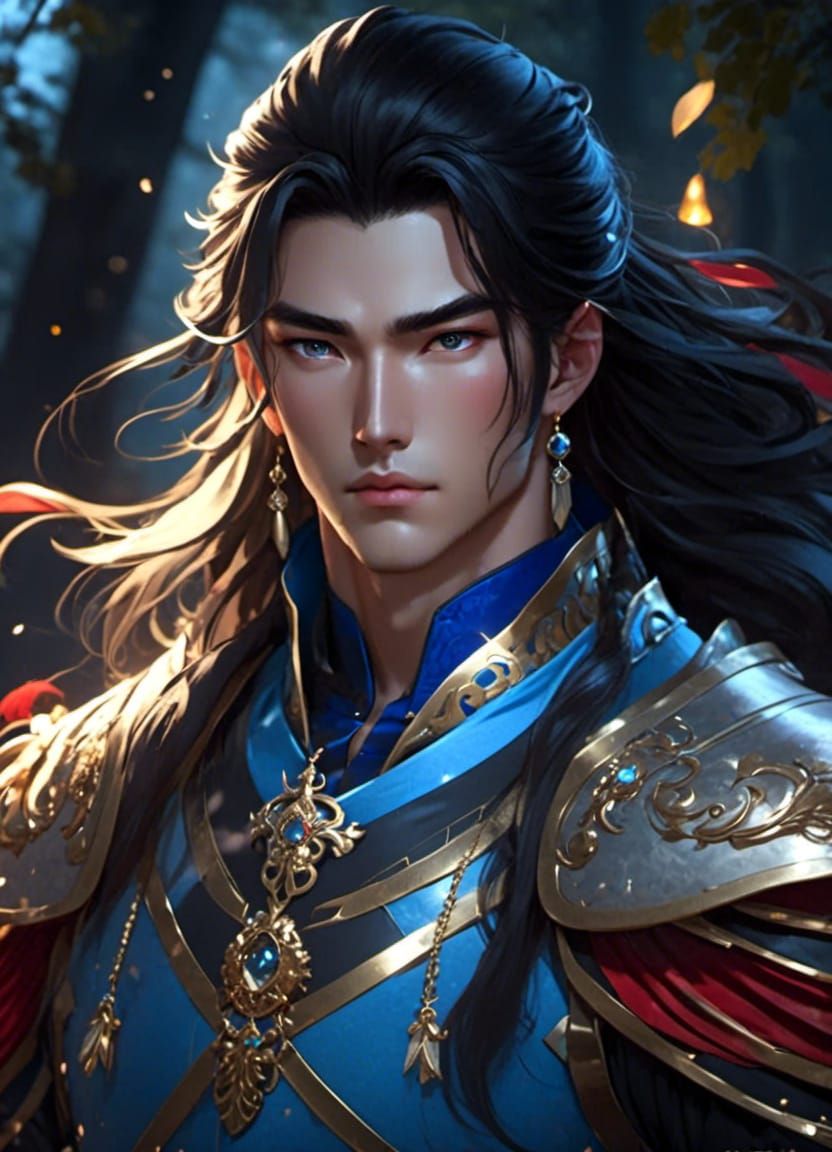 Wuxia Prince Portrait in Anime Realism Style