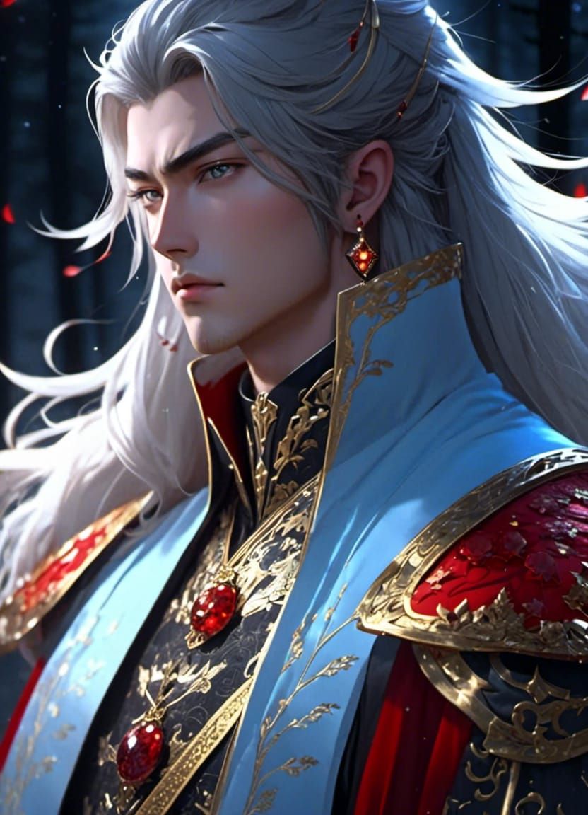 Wuxia Prince Portrait with Twinkling Lights