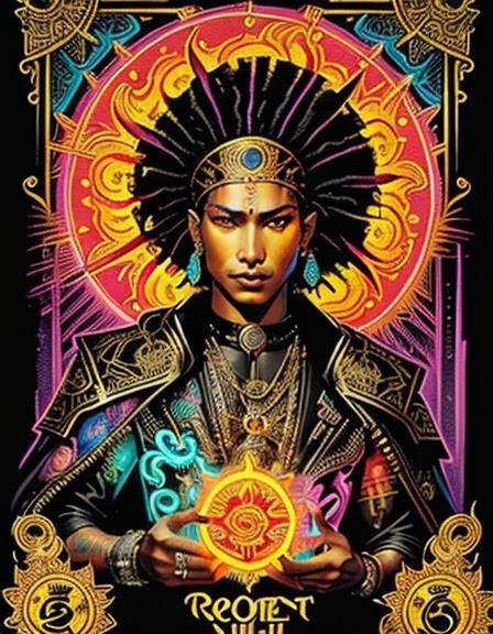Neon Graffiti Art Sun Tarot Card