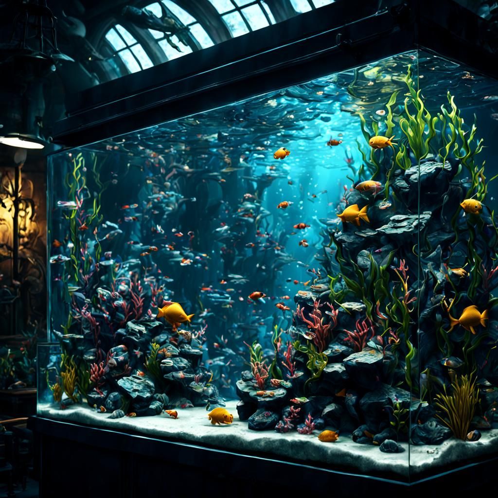 Fish Tank in Detailed Matte Painting Style