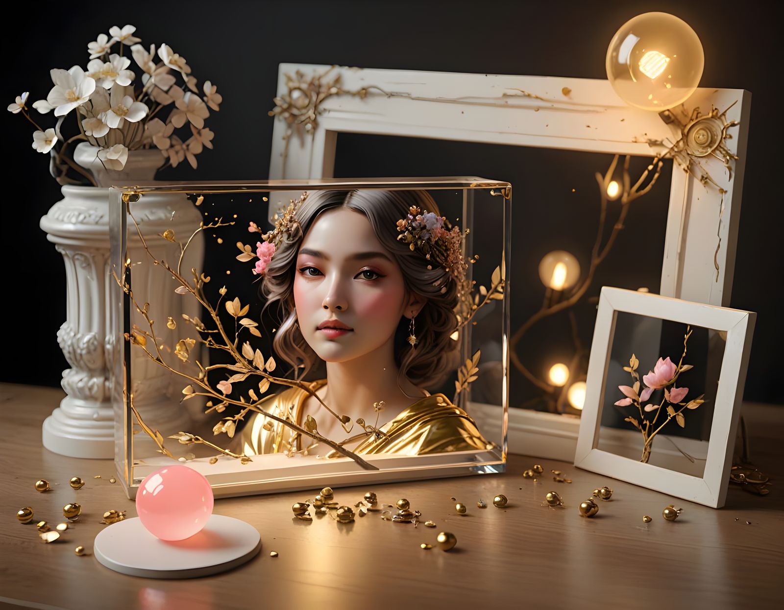 Whimsical Sumi-e Bird in 50's Setting