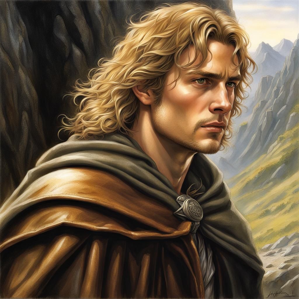 Hyperrealistic Beorning Man in Rustic Cloak