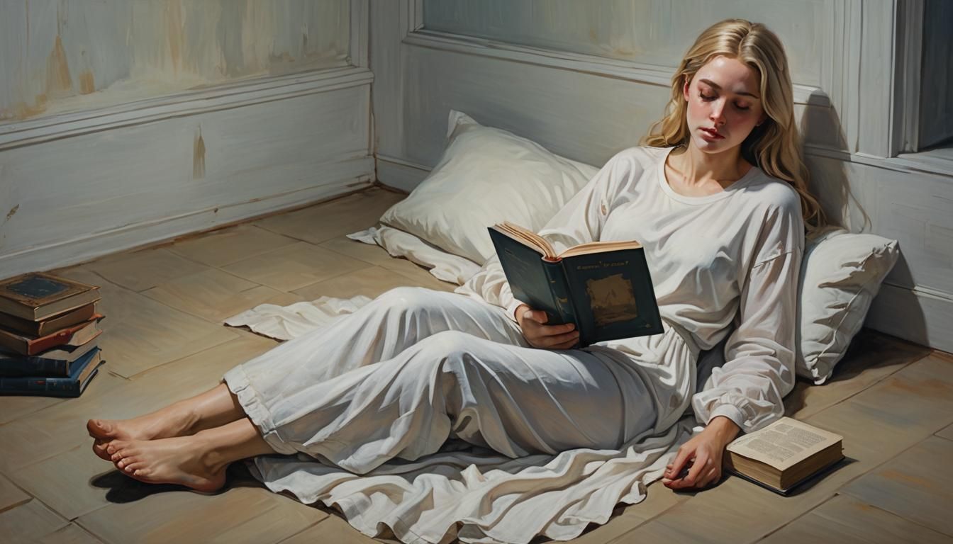 Dreamy Oil Painting of a Sleeping Girl