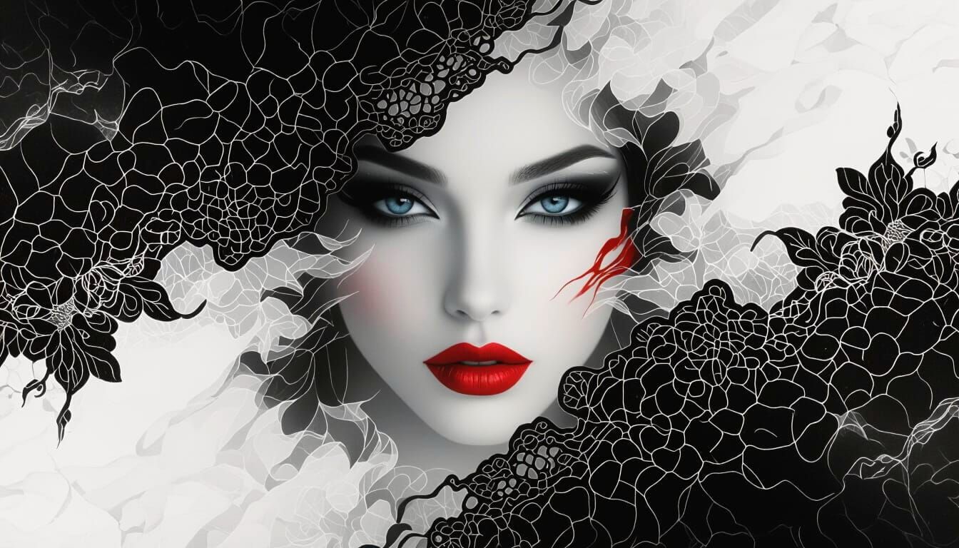 Lace Art Double Exposure with Dramatic Lighting