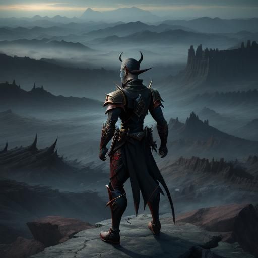 Evil Elf in Hellish Landscape: 3D Anime Art