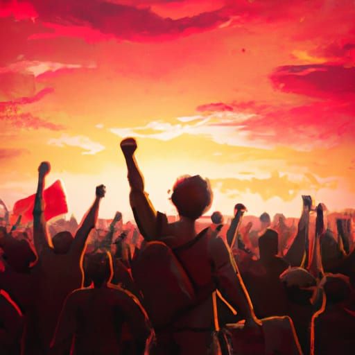 Victorious Revolution Under Red Sky