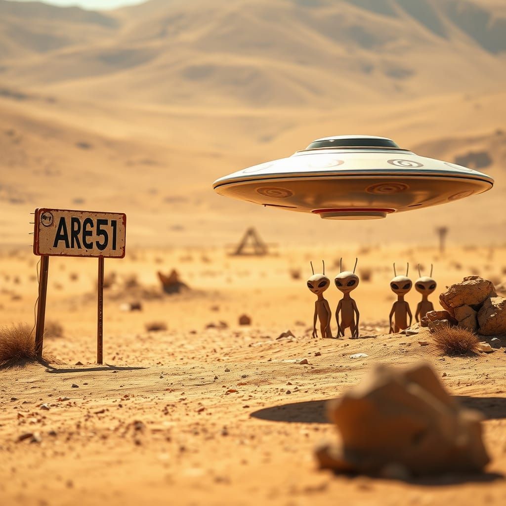 Child's Vision of Area 51 with Friendly Aliens