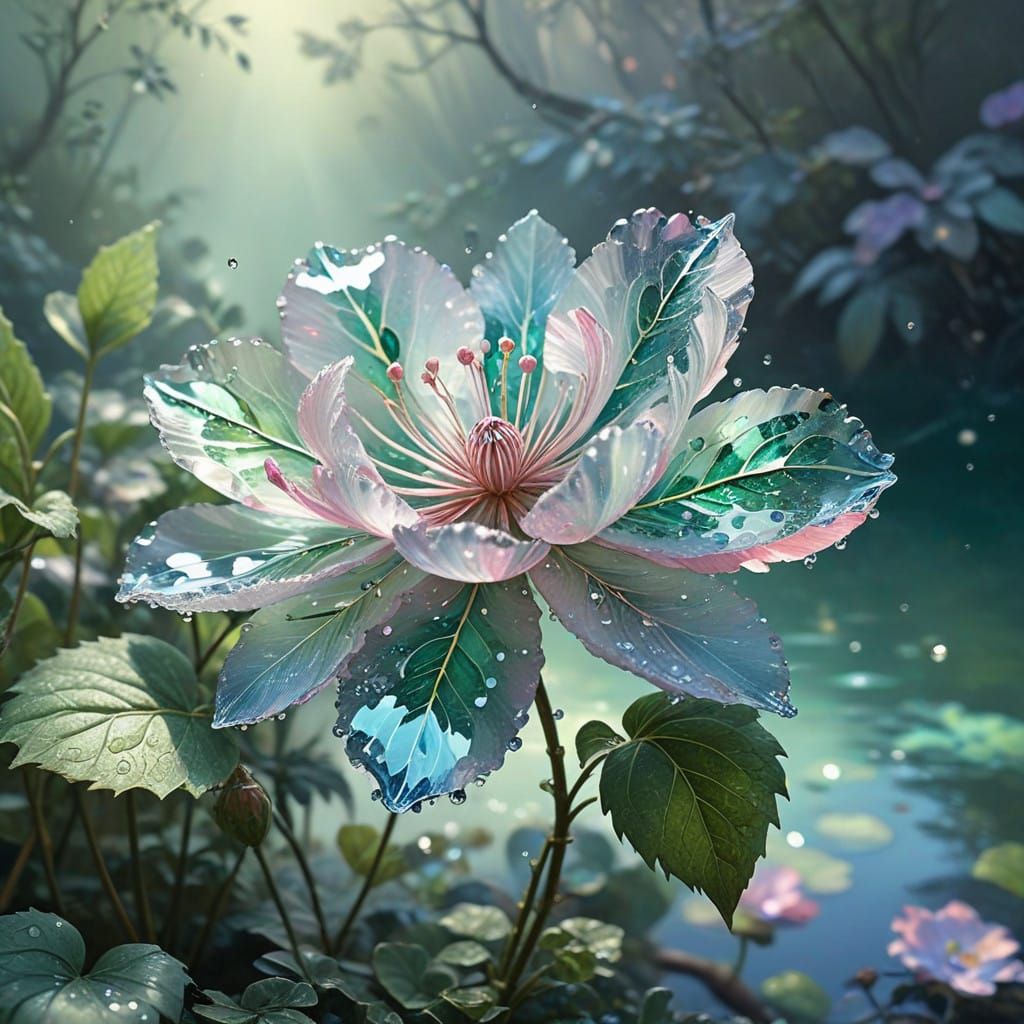 Delicate Diamond Flower in Luminous Garden Scene
