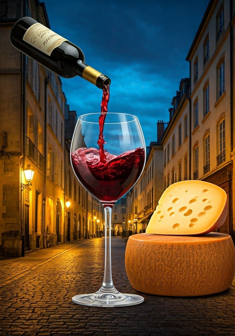 Colossal Wine Glass in French Square, Impressionist Lighting