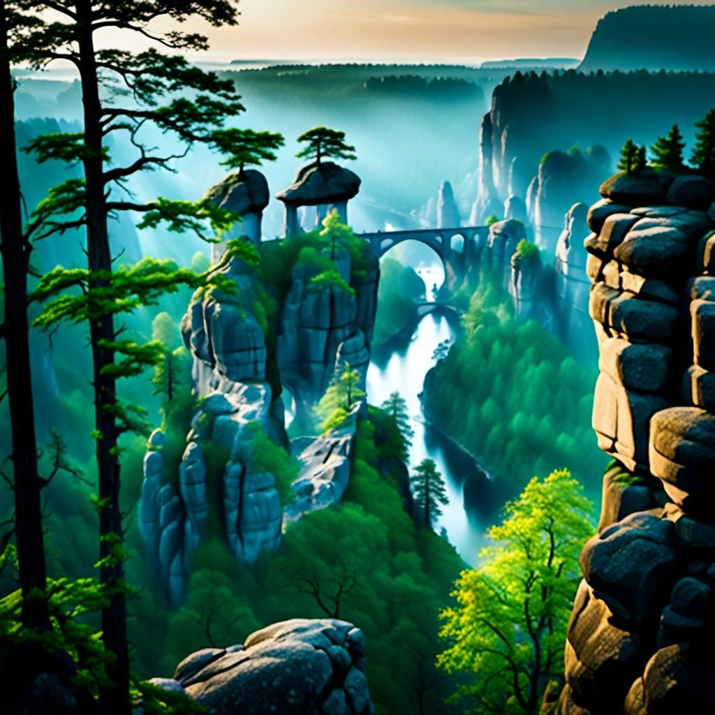 Cinematic Bastei Bridge in Saxon Switzerland