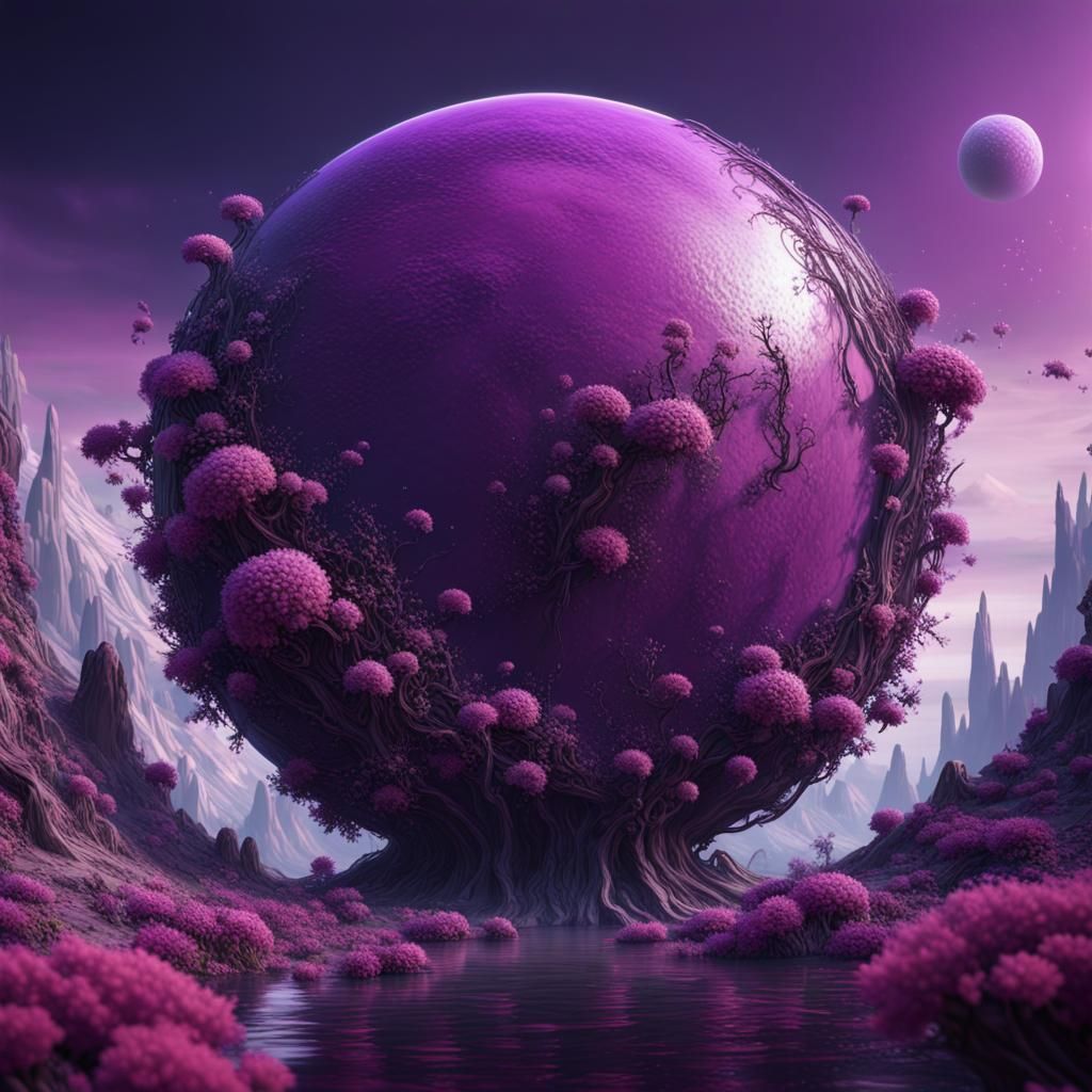 Blooming Purple Planet in Detailed Matte Painting