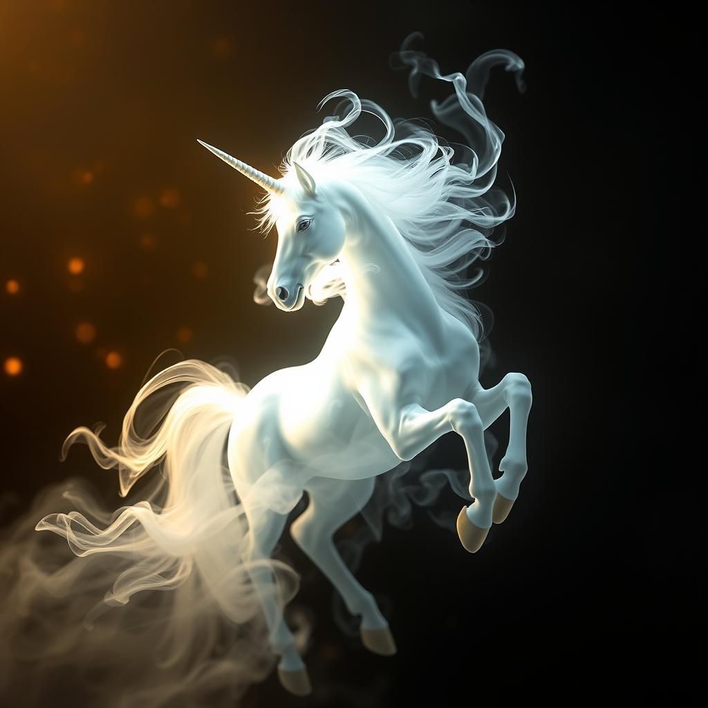 Ethereal Smoke Unicorn Figure in Digital Matte Painting Styl...
