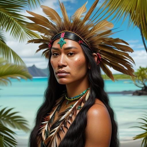 Polynesian Woman Portrait in Matte Painting Style
