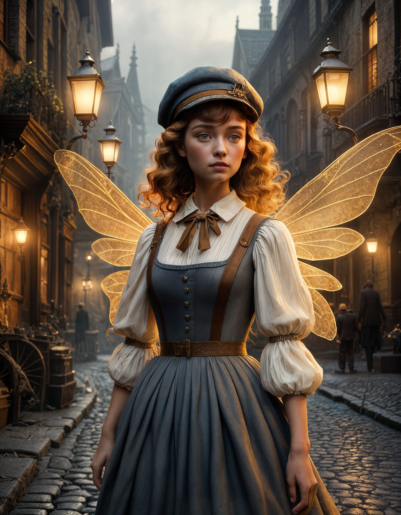 1920s Fairy Paperboy in Ultra-Realistic 8K