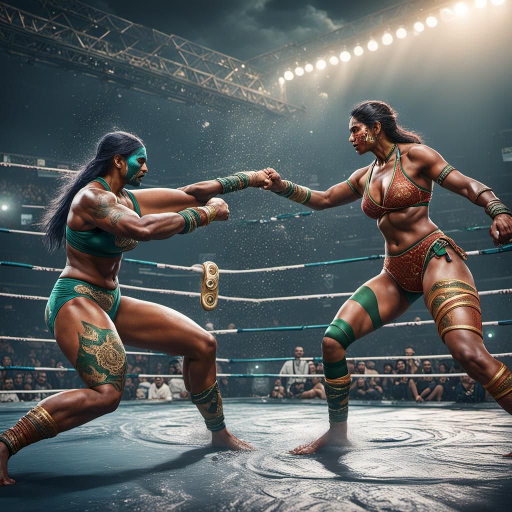 Women's Wrestling: Detailed Fantasy Concept Art