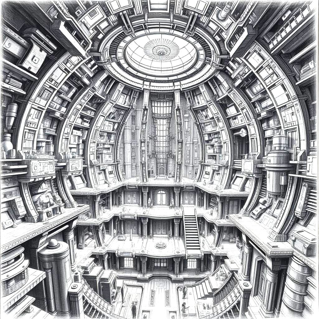 Underground Space Headquarters: Black and White Schematic