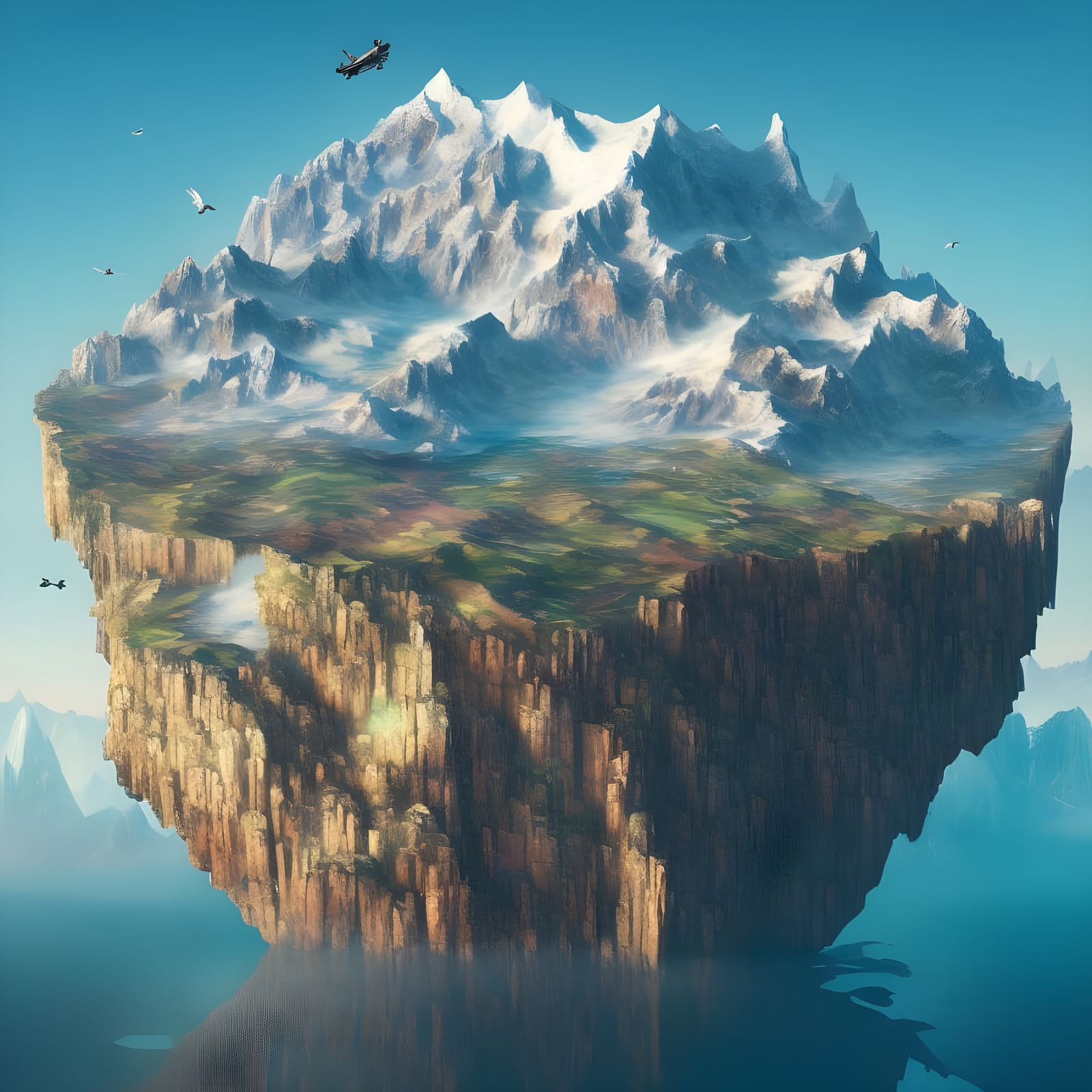 Mountains flourish atop a cliff, secluded from humanity.