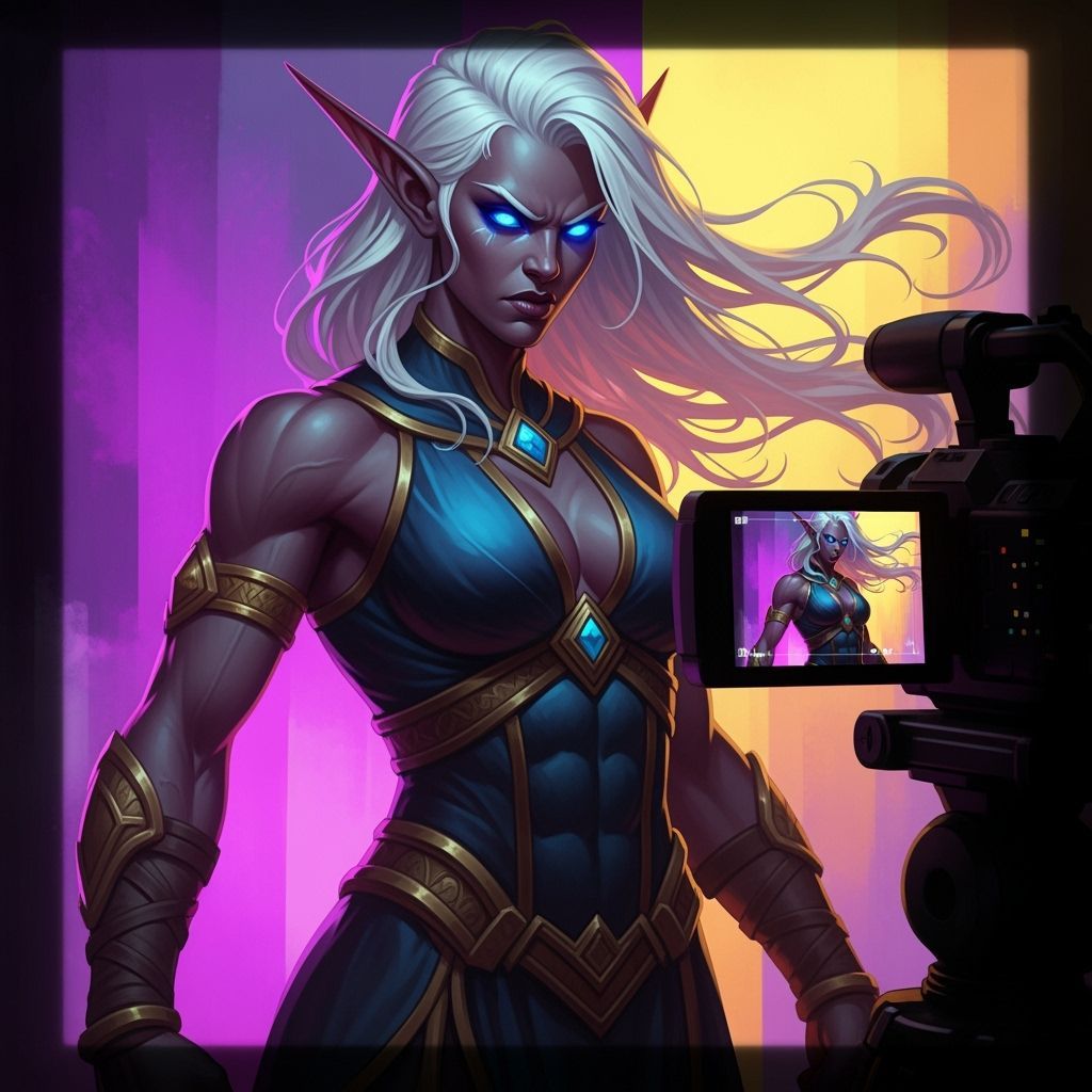 Muscular Elf Woman with White Hair and Blue Eyes