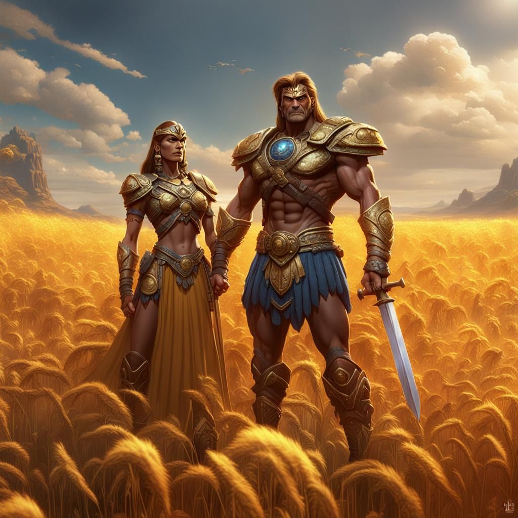 Conan and Teela in a Golden Field: Digital Painting