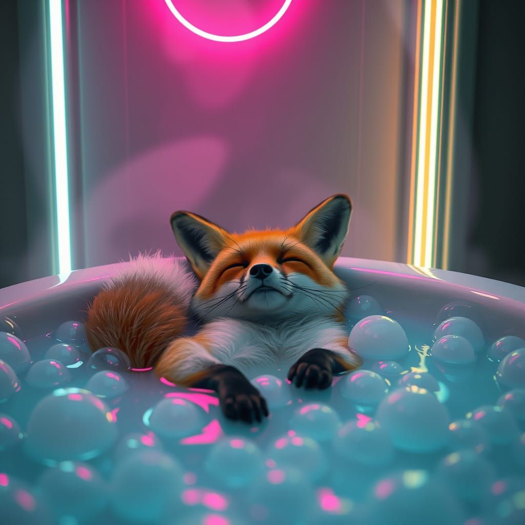 A fox relaxes in a bubble bath with Tim Burton's eerie, myst...