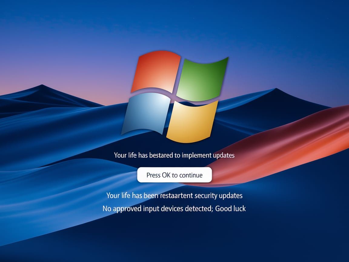 Retro Windows Restart Screen with Security Update Warning