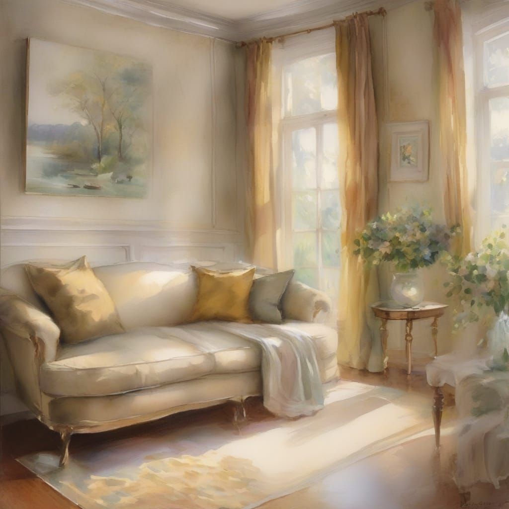 Romanticist Watercolor of Tranquil Afternoon