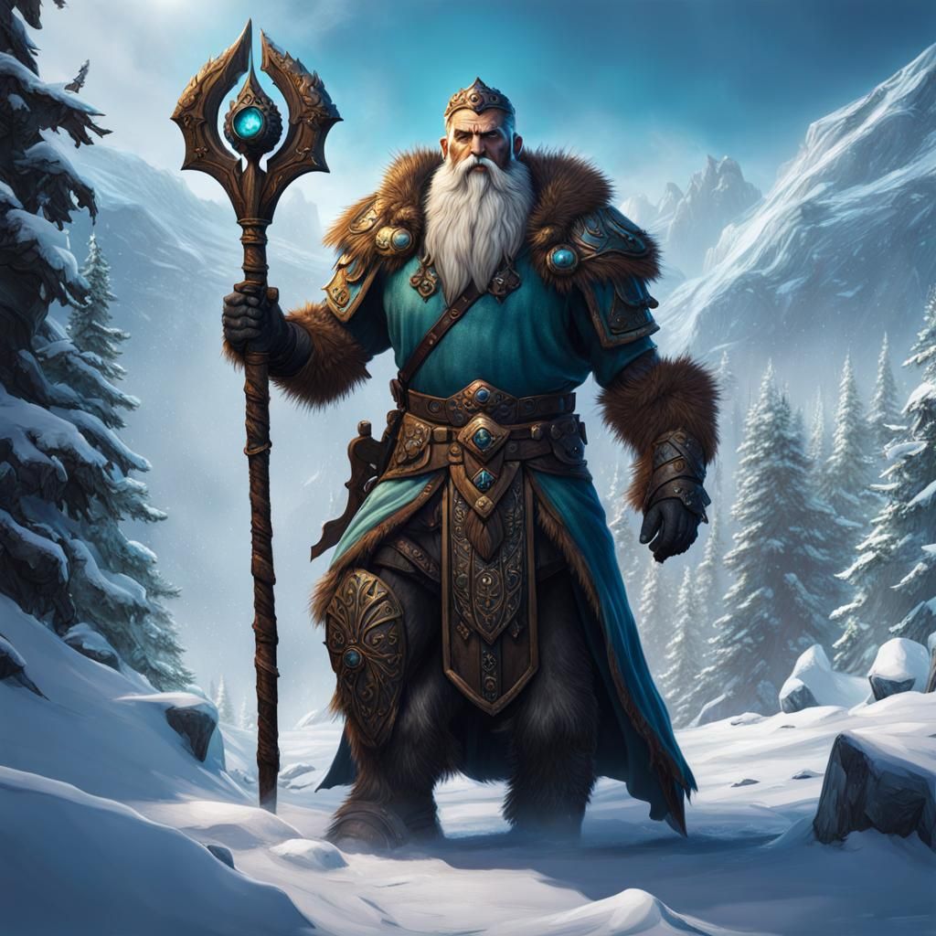 Goliath Druid on Winter Quest: Fantasy Art