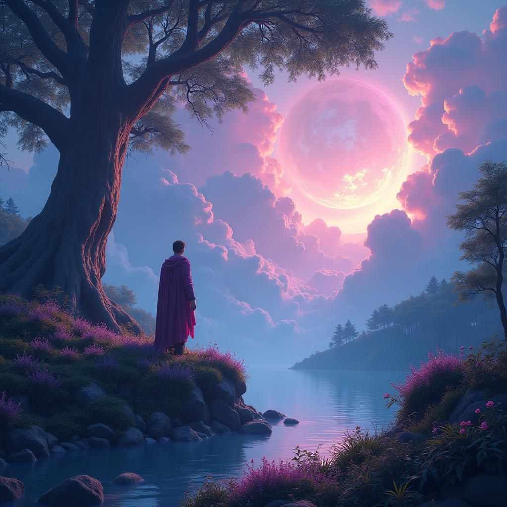 Heroic Figure in Mystical Realm, Unreal Engine Style