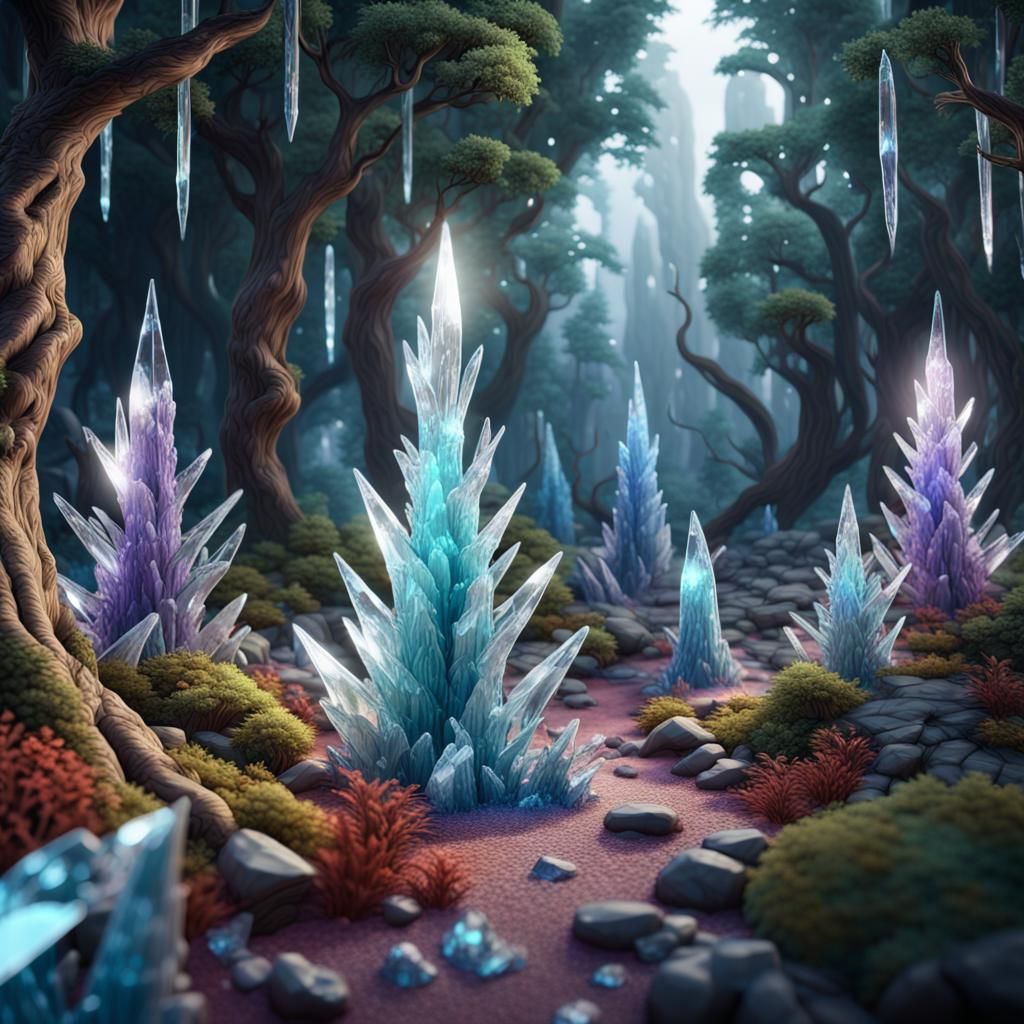 Crystalline Forest of Crystal Shard Trees