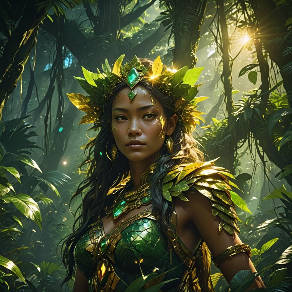 Jungle Queen Portrait in Dark Fantasy Style