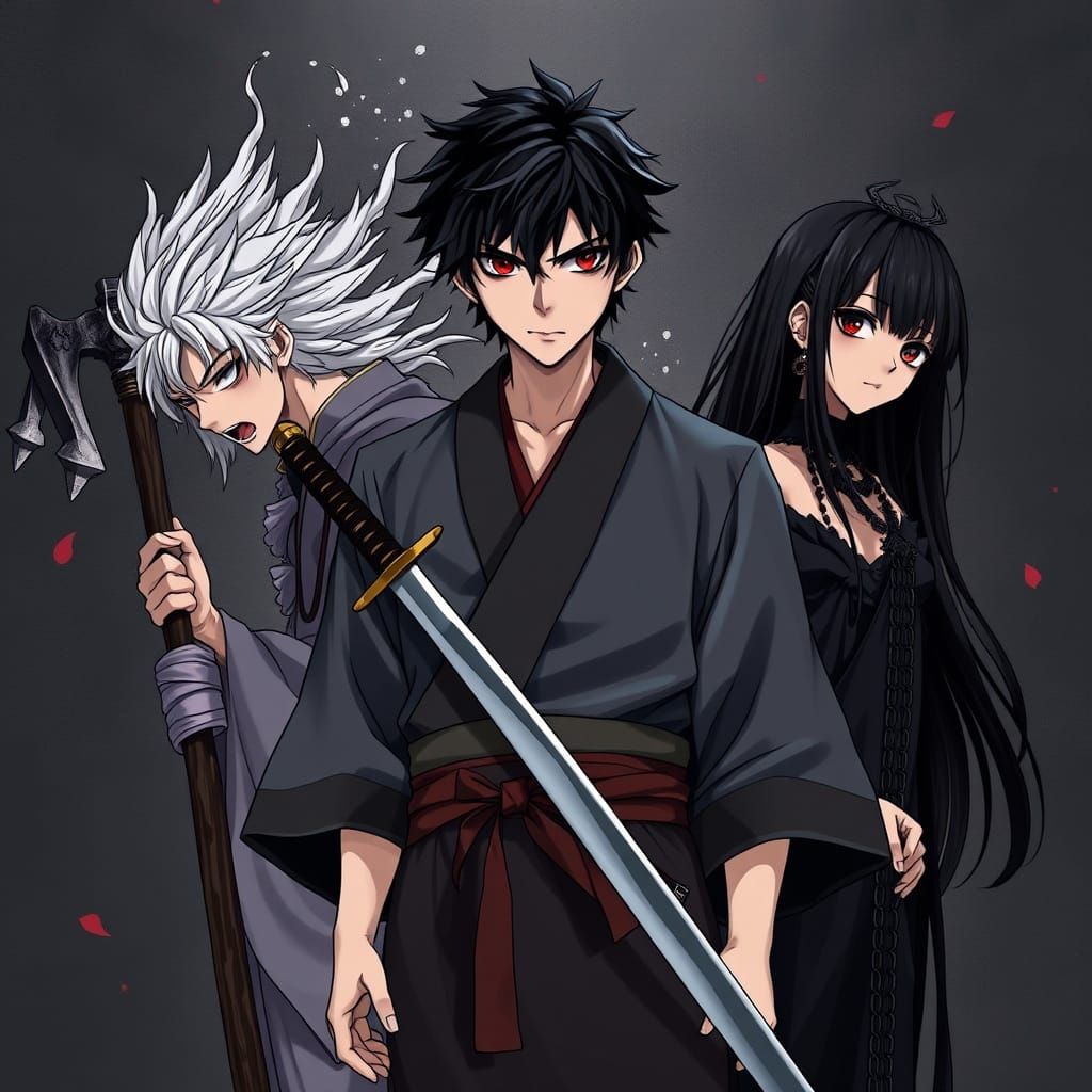 Anime-Style Book Cover with Sword-Wielding Protagonist