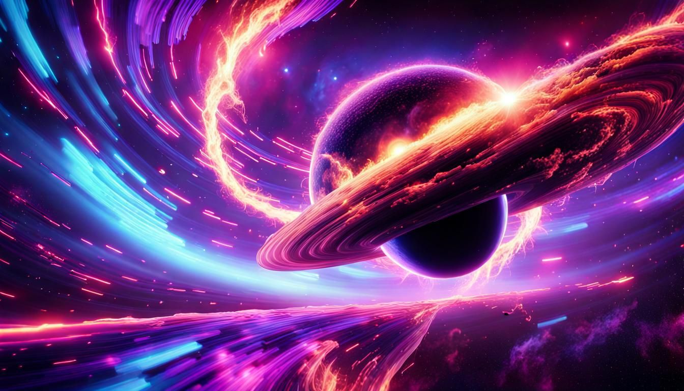 Spaceship Soaring Through a Cosmic Vortex