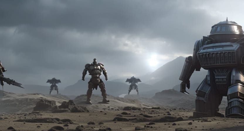 Epic Robot Battle: Cinematic Digital Matte Painting