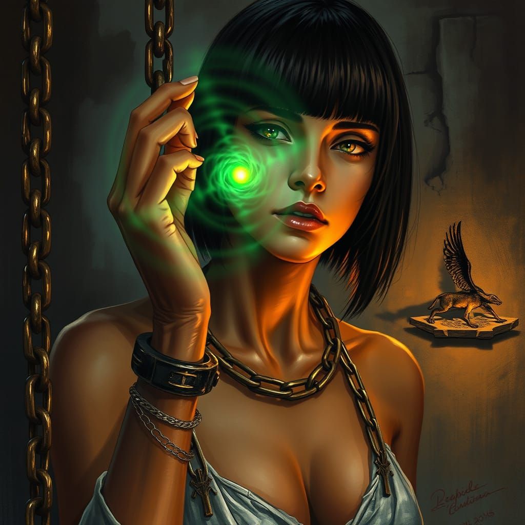 Egyptian Priestess in Chains, Hauntingly Beautiful Captive