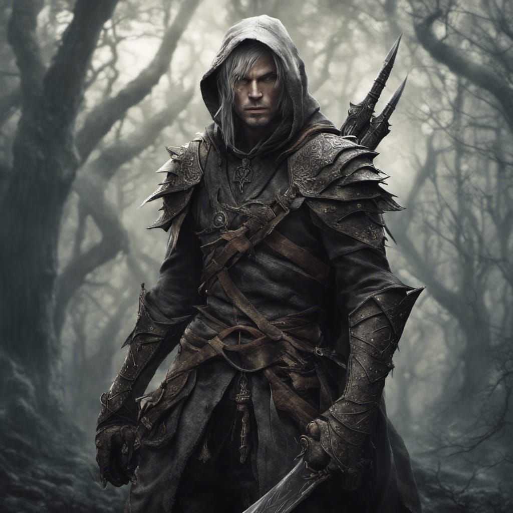 Mysterious Elf Hunter-Ranger in Detailed Matte Painting
