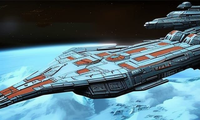 Halo Inspired Warship in Deep Space Concept Art