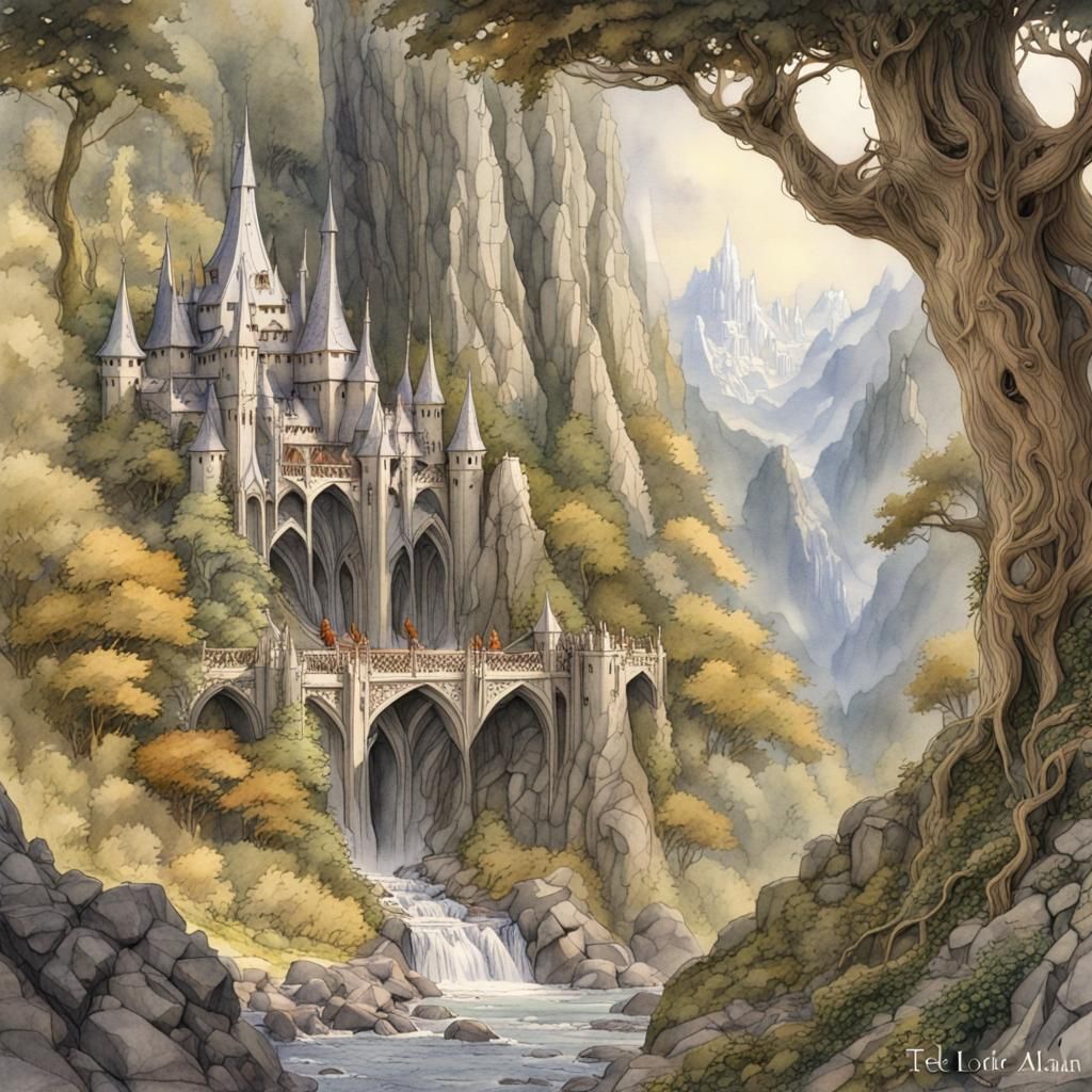 Detailed Rivendell Illustration as 3D Pop Up