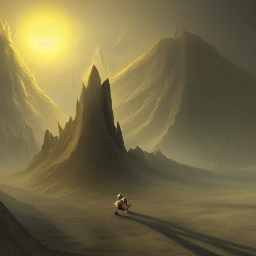 Lovecraftian Specter in Abandoned Desert at Noon