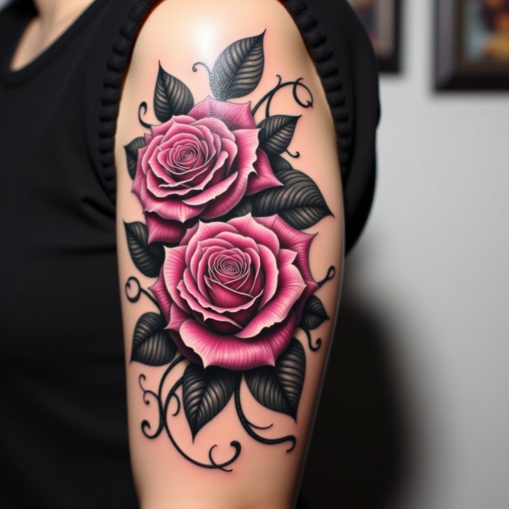 Elegant Floral Tattoo in 3D Style