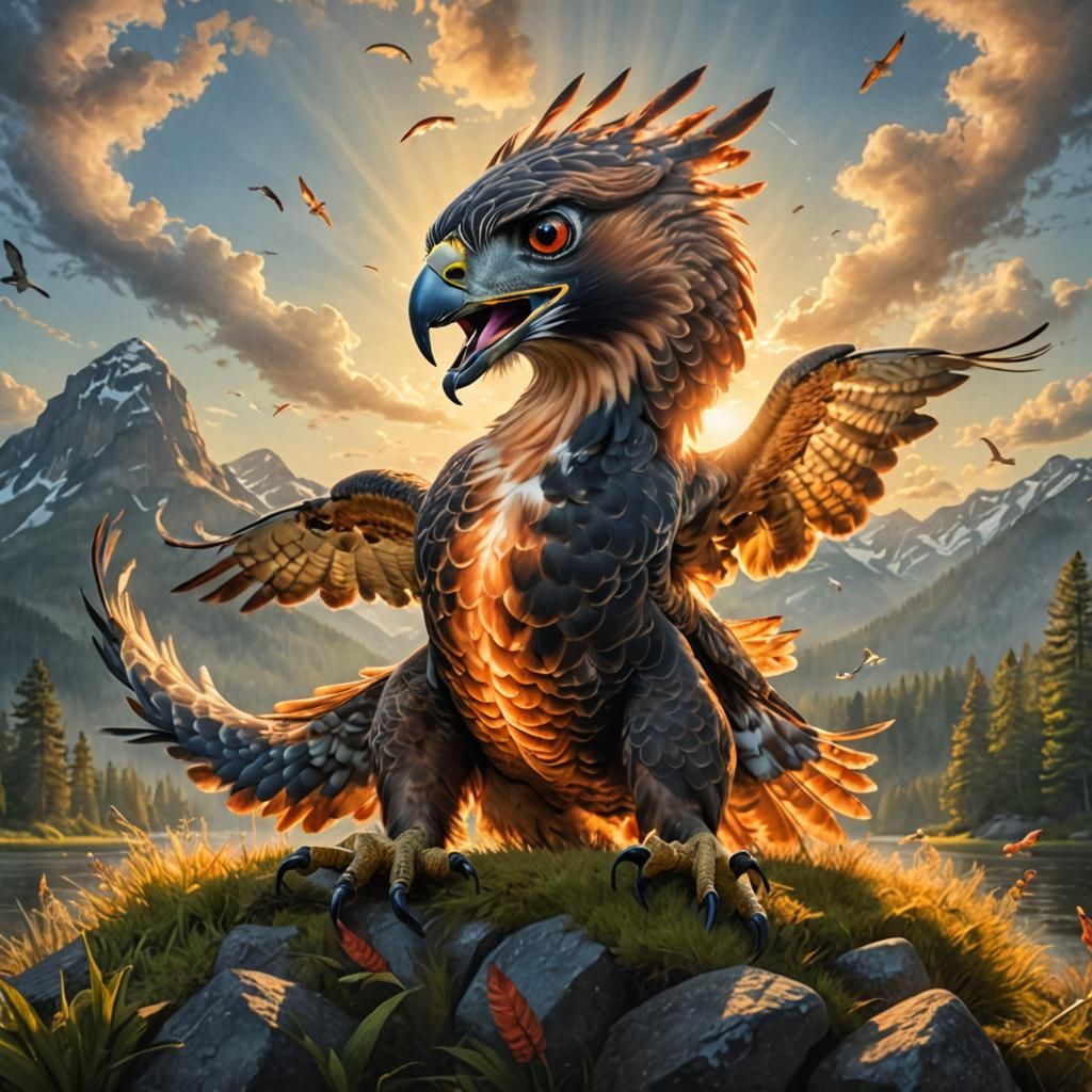 Red-Tailed Hawk Captures Fish: Wildlife Photography