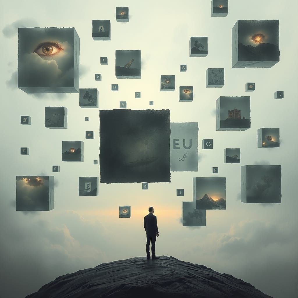 Surreal Glass Fragment Mosaic in Ethereal Palette