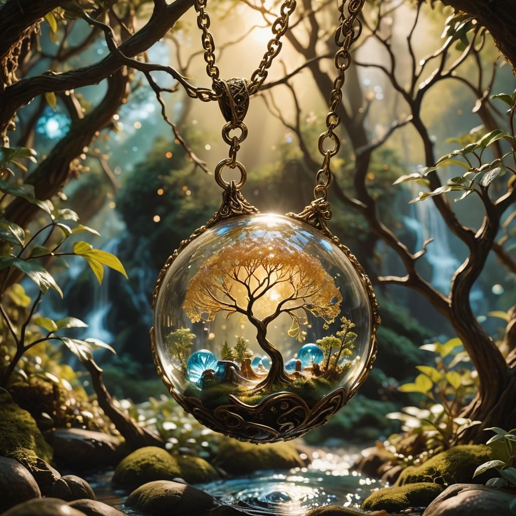Orb Necklace: Miniature World in Surrealist Art