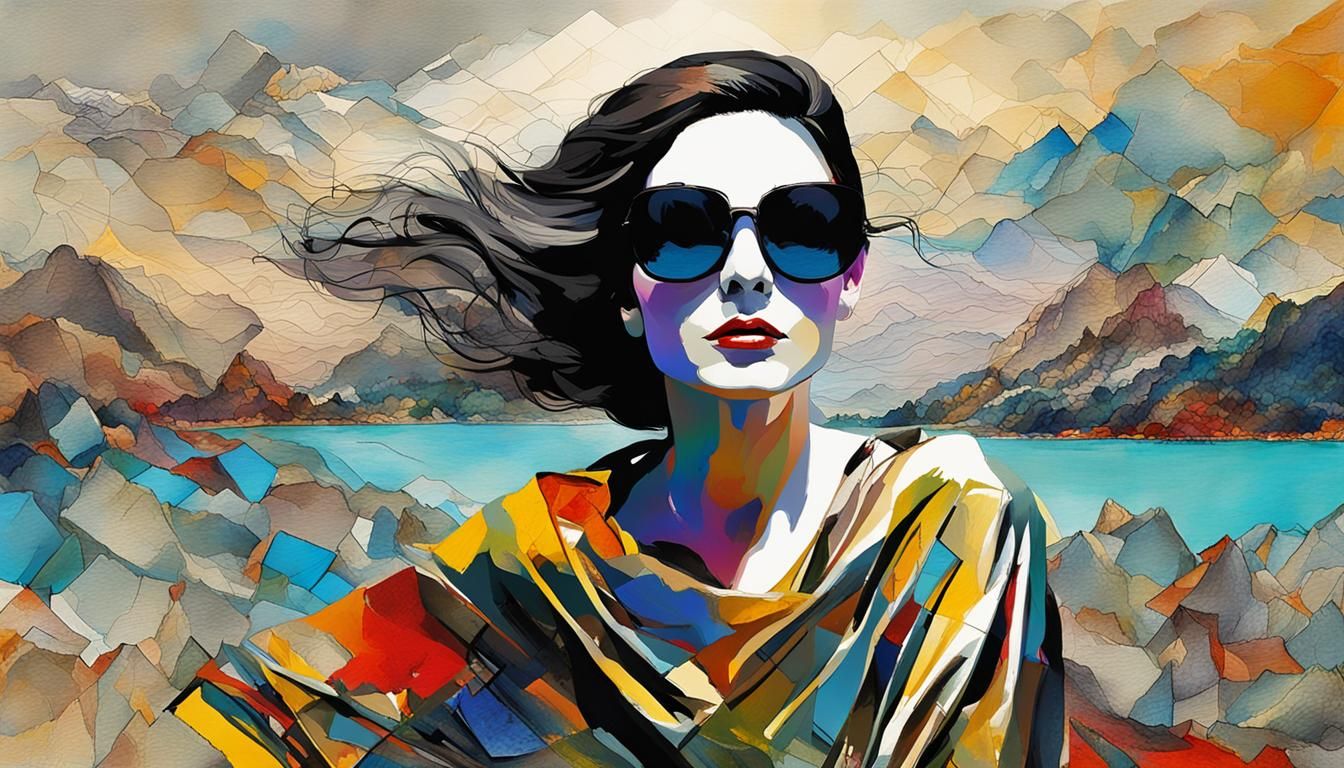 Captivating Woman in Digital Ink and Oil