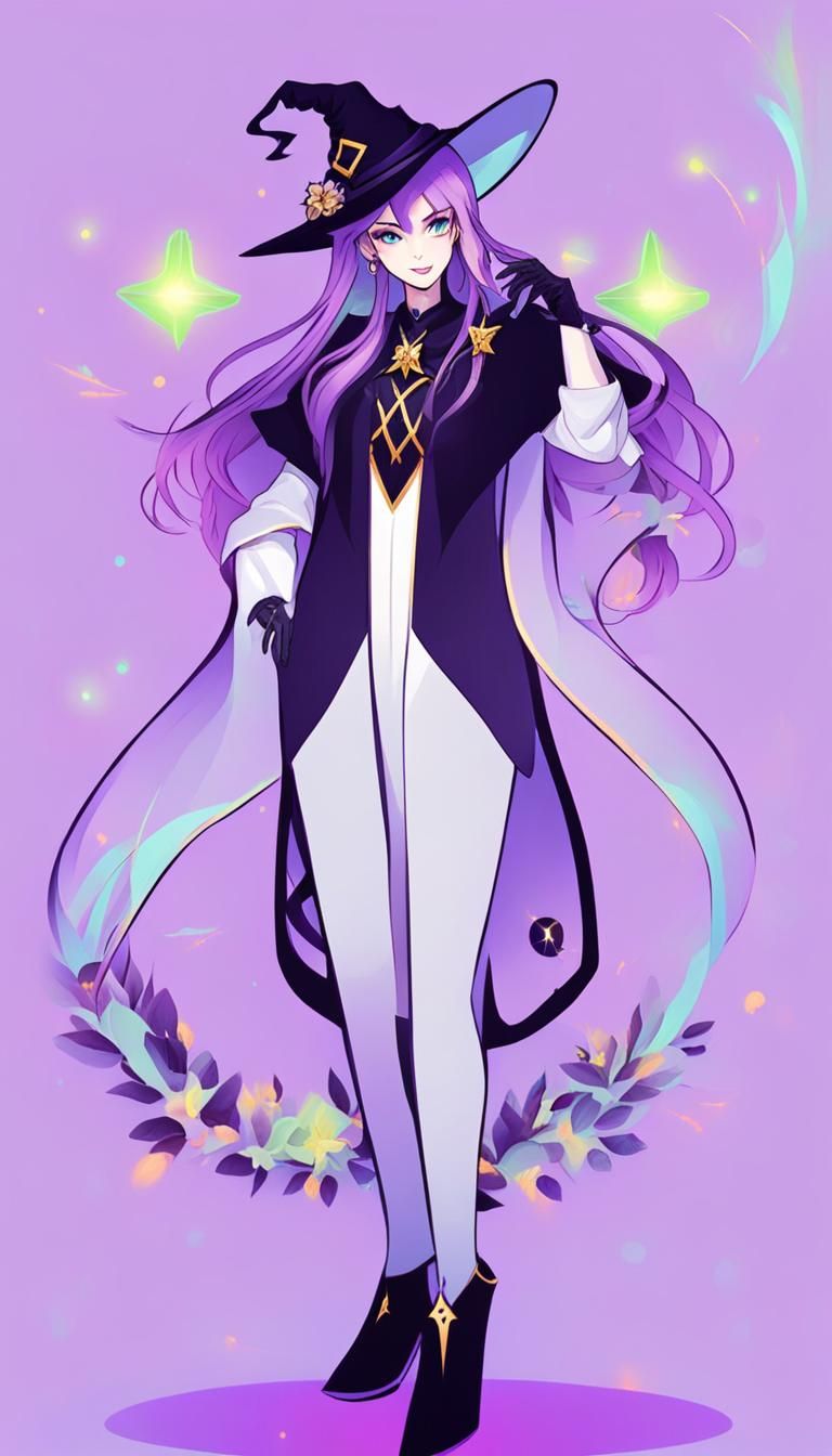 Modern Witch Character in Light Style
