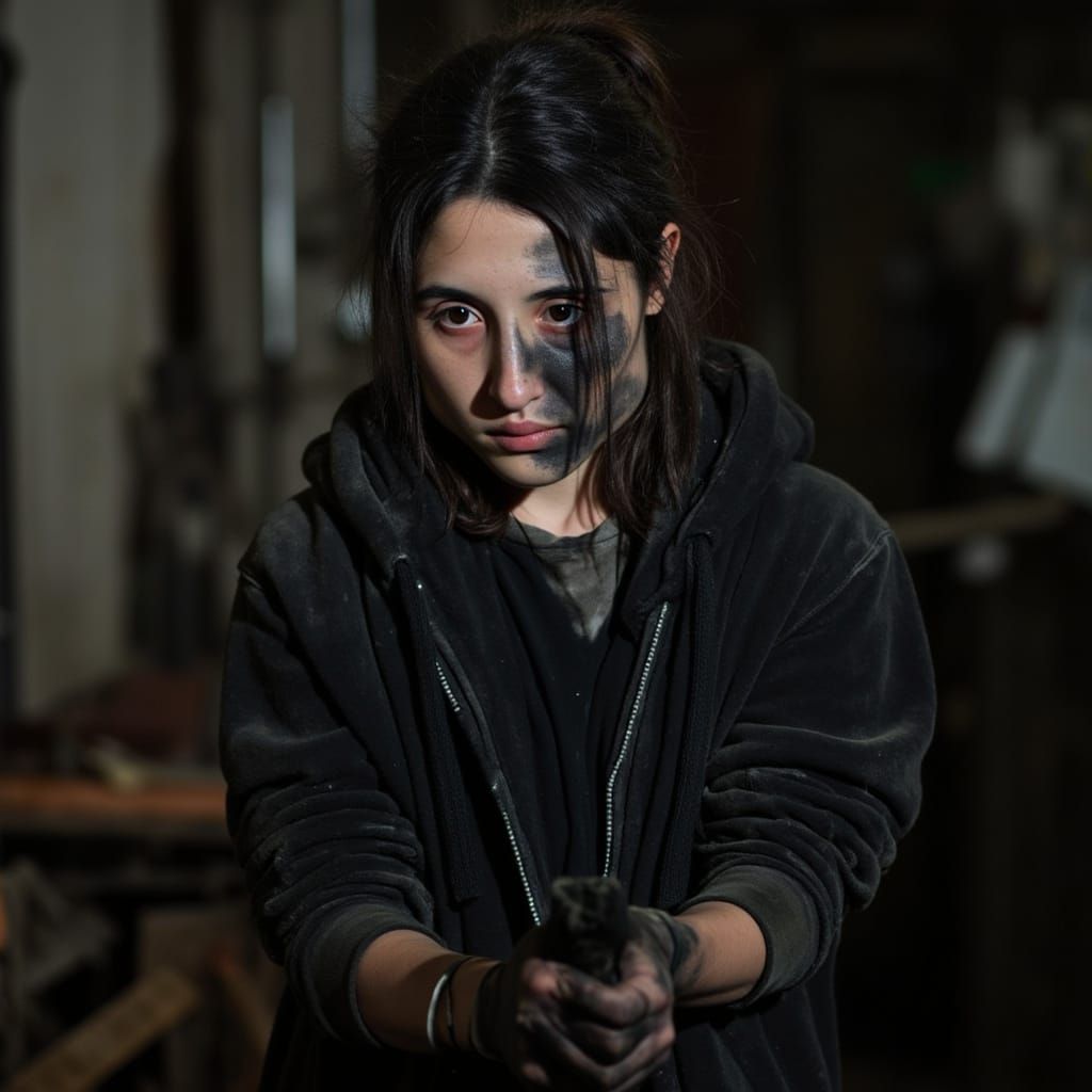 Gritty Industrial Worker in 19th Century Tannery