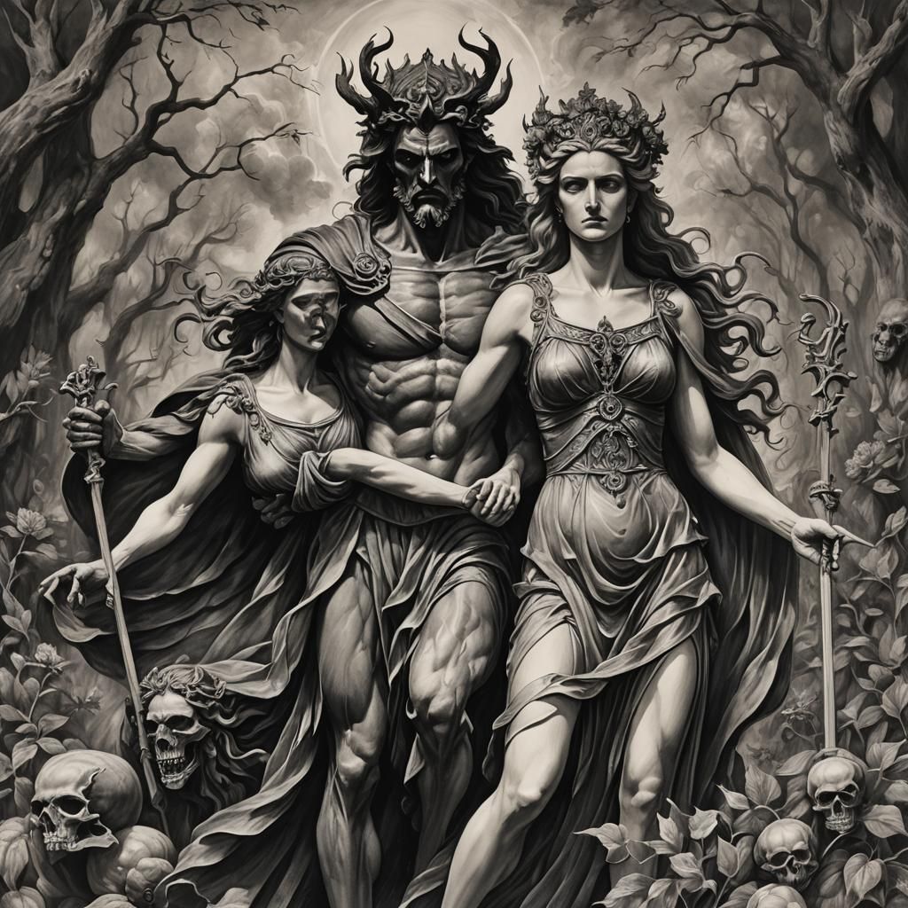 Hades and Persephone in Charcoal