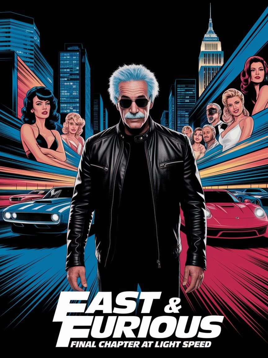 Einstein in Fast & Furious: 1960s Comic Art