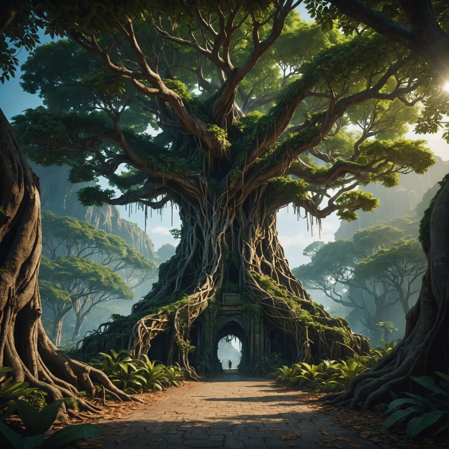 Banyan Tree's Plea: Save Me, Detailed Matte Painting