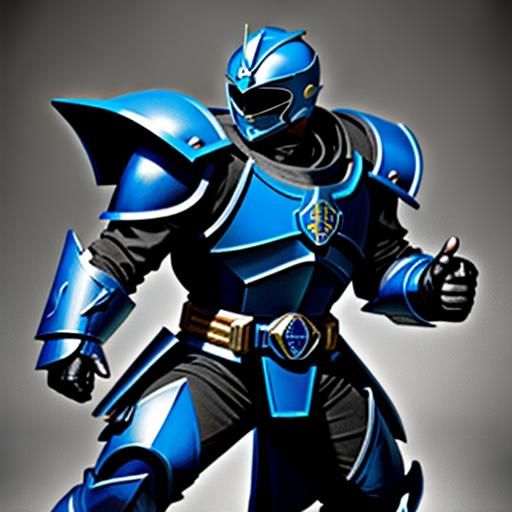 Blue Power Ranger Paladin in D&D Art Style