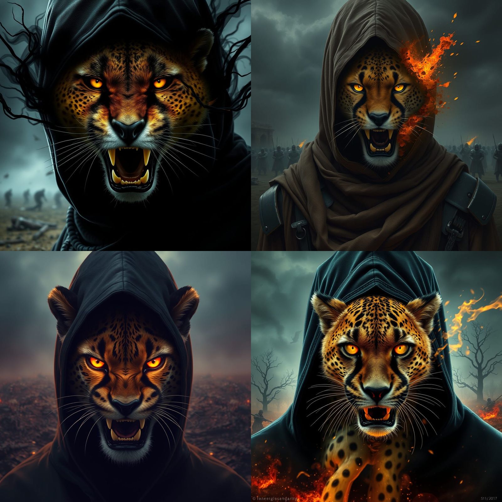 Hooded Man and Cheetah Double Exposure Art